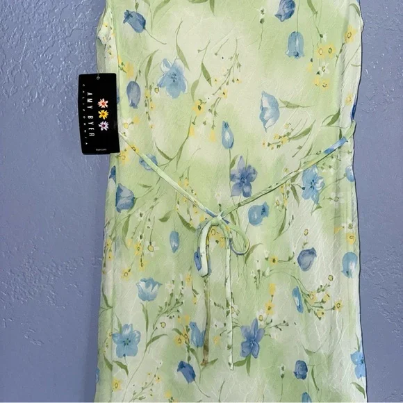 Vintage Y2K Amy Byer Dress Green Floral Size Medium - Picture 7 of 8